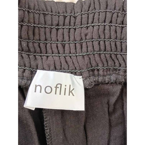 NOFLIK Black 100% Cotton Wide Leg Pants Smocked Waist Coastal Relaxed S NWT - Picture 10 of 15